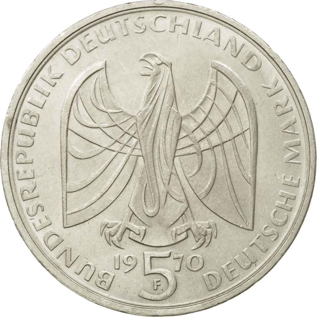 Coin, GERMANY - FEDERAL REPUBLIC, 5 Mark, 1970, Stuttgart, Germany, MS(63)