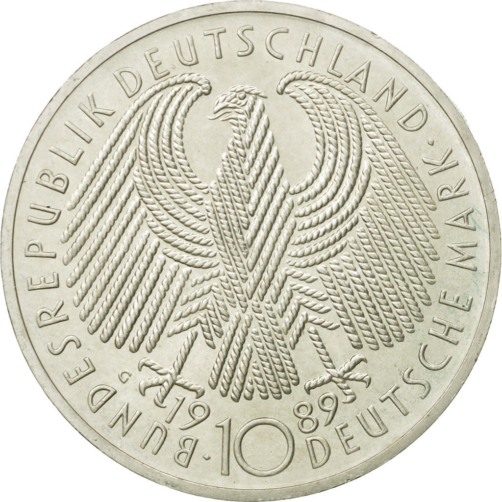 Coin, GERMANY - FEDERAL REPUBLIC, 10 Mark, 1989, Karlsruhe, Germany, MS(63)