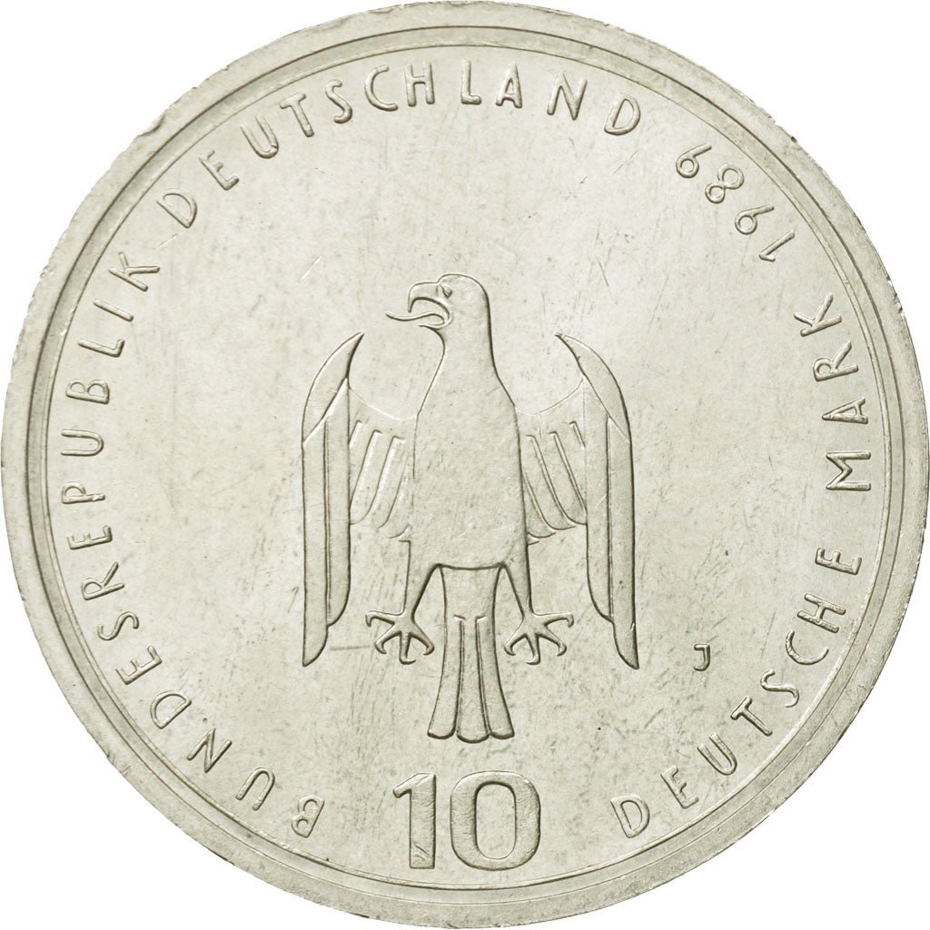 Münze, Bundesrepublik Deutschland, 10 Mark, 1989, Hamburg, Germany, VZ, Silber