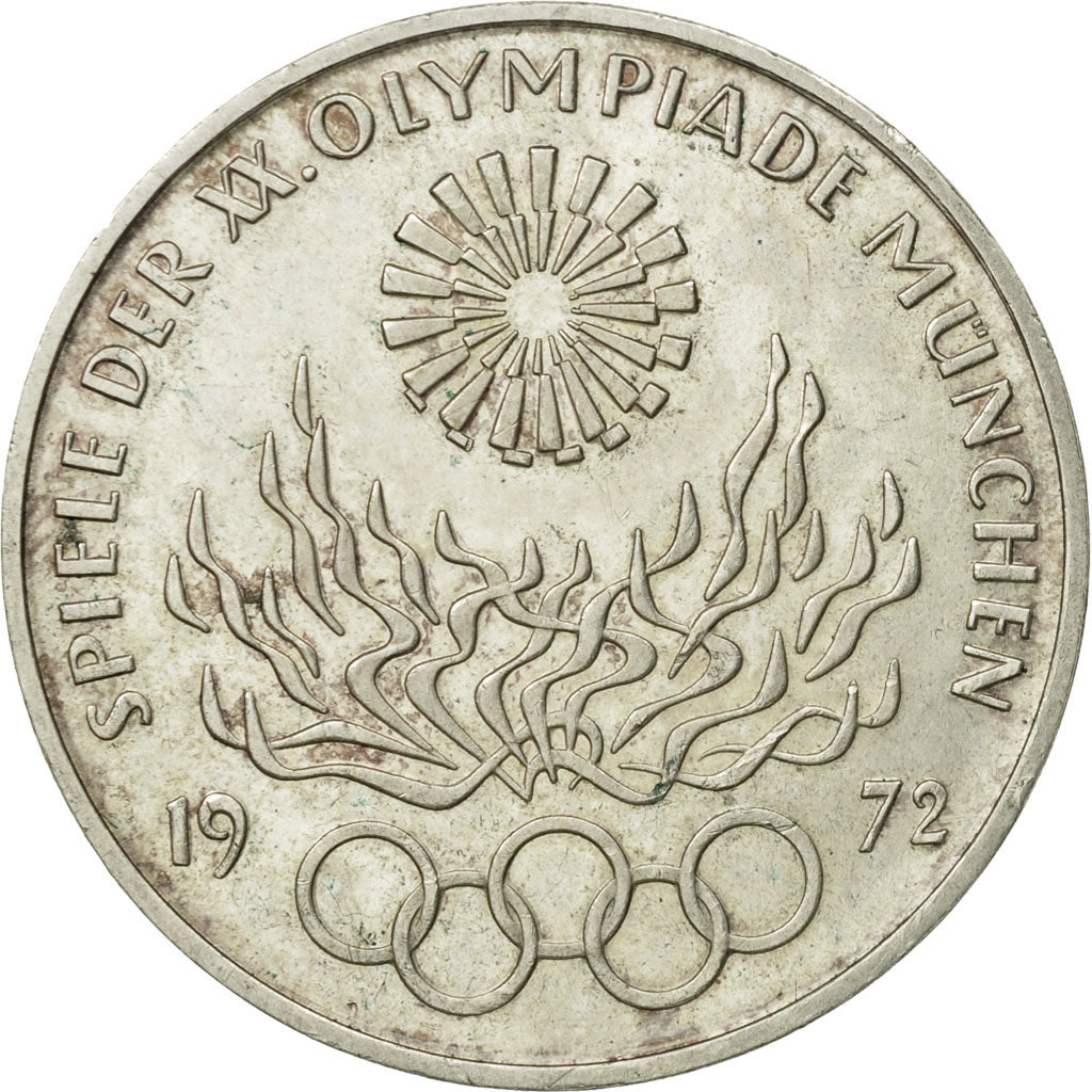 Moneta, Niemcy - RFN, 10 Mark, 1972, Karlsruhe, AU(55-58), Srebro, KM:135
