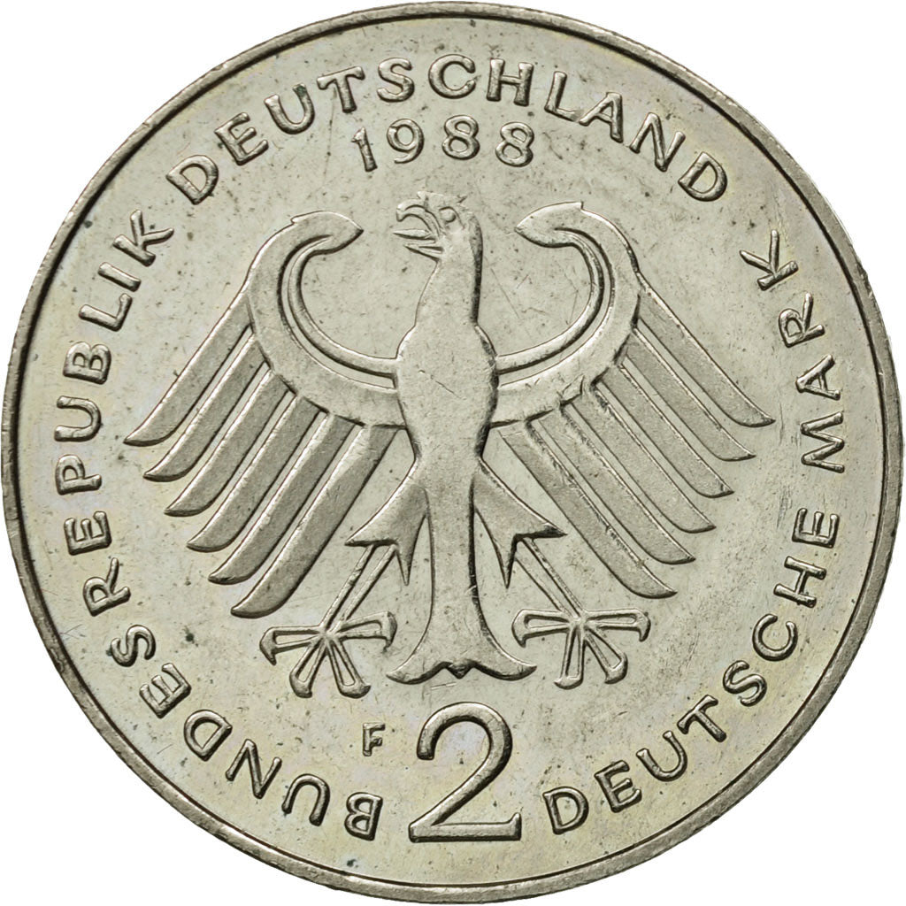 Coin, GERMANY - FEDERAL REPUBLIC, 2 Mark, 1988, Stuttgart, AU(55-58)