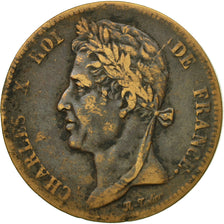 Coin, FRENCH COLONIES, Charles X, 5 Centimes, 1827, La Rochelle, VF(30-35)