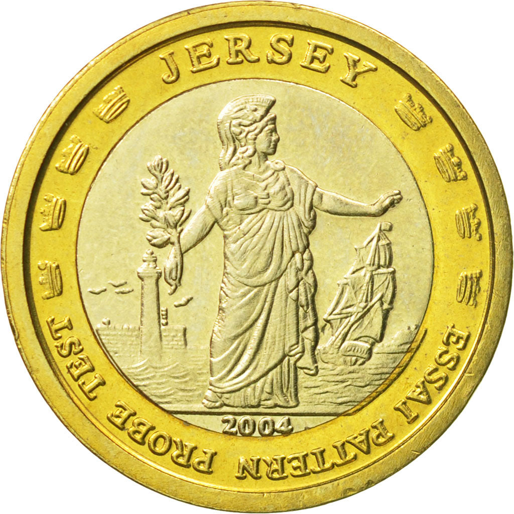Jersey, Medal, Essai 1 euro, 2004, MS(63), Bi-Metallic