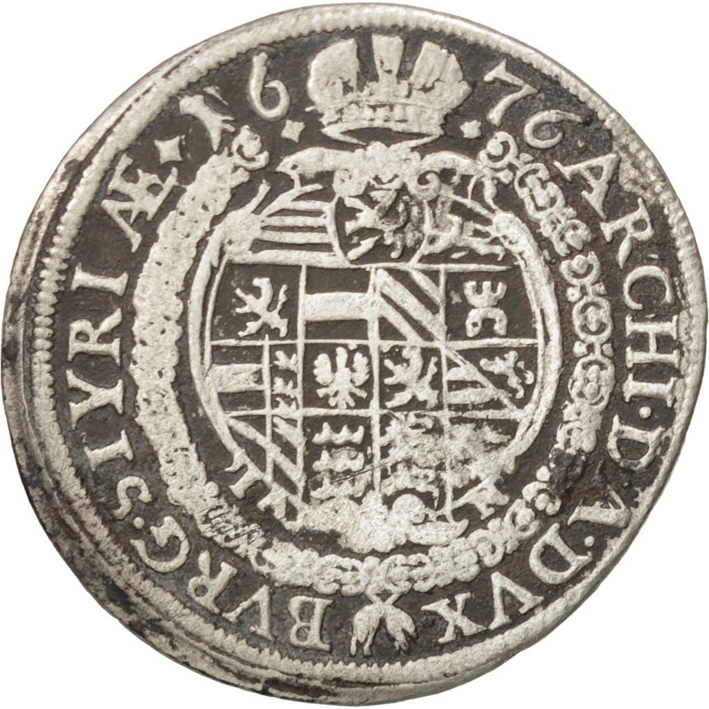 Coin, Austria, Leopold I, 6 Kreuzer, 1676, Graz, EF(40-45), Silver, KM:1288