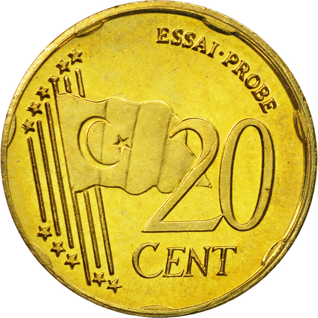 Turcja, Medal, Essai 20 cents, 2004, MS(63), Mosiądz