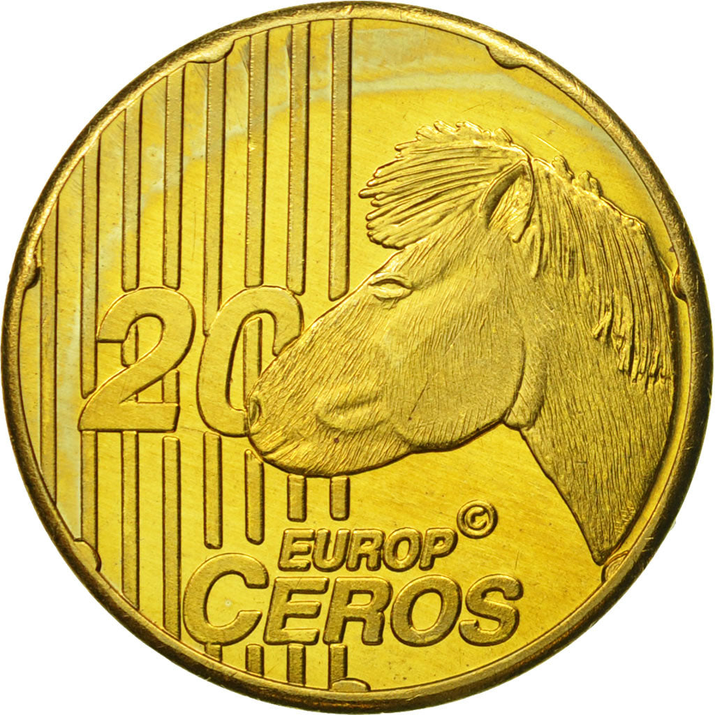 Iceland, Medal, Essai 20 cents, 2004, SPL, Laiton