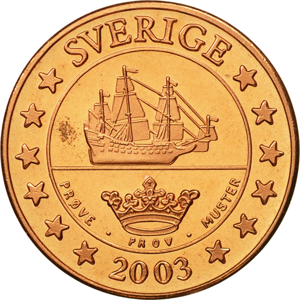 Suède, Medal, Essai 5 cents, 2003, SPL, Cuivre