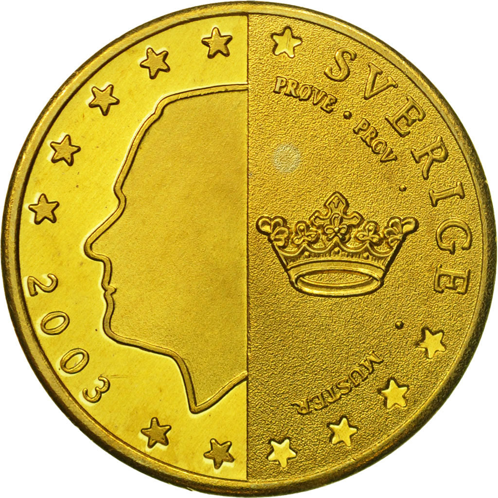 Suède, Medal, Essai 50 cents, 2003, SPL, Laiton