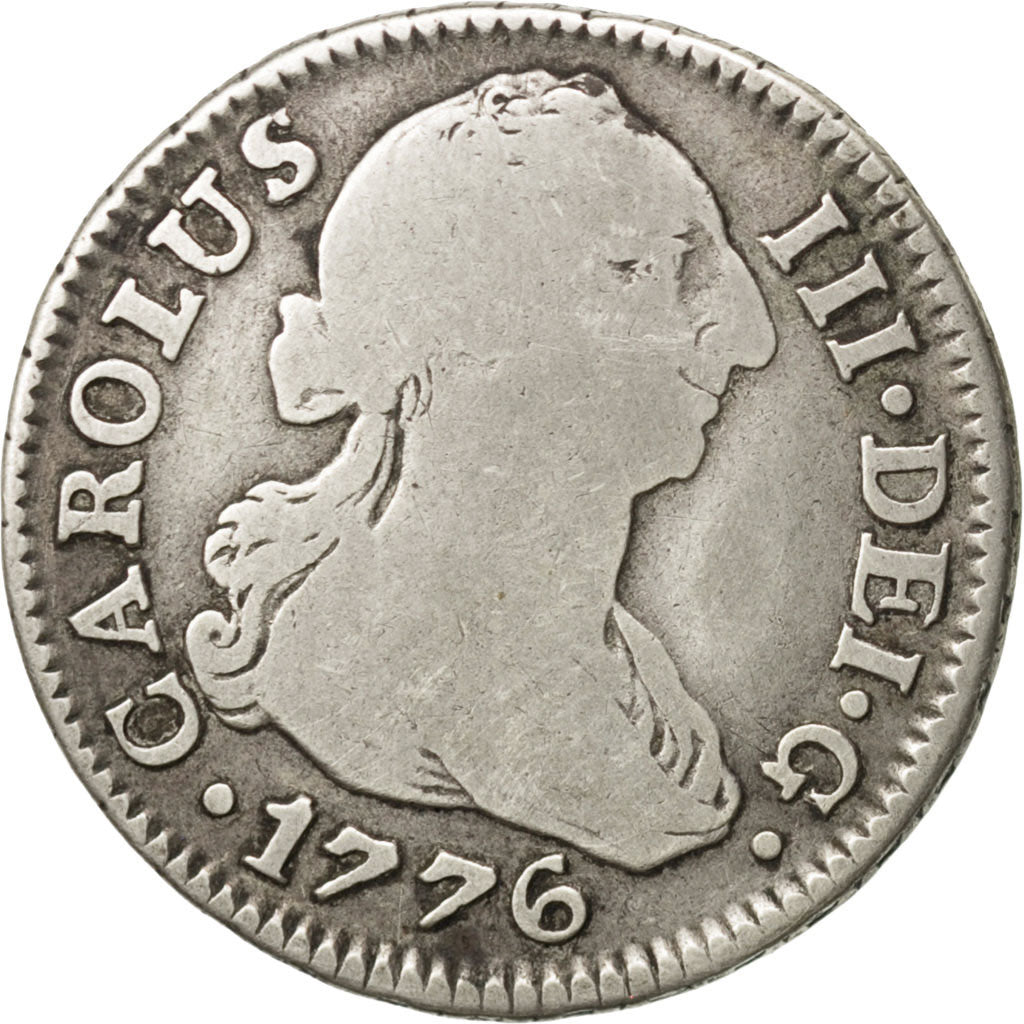 SPAIN, 2 Reales, 1776, Seville, KM #412.2, VF(20-25), Silver, 5.57