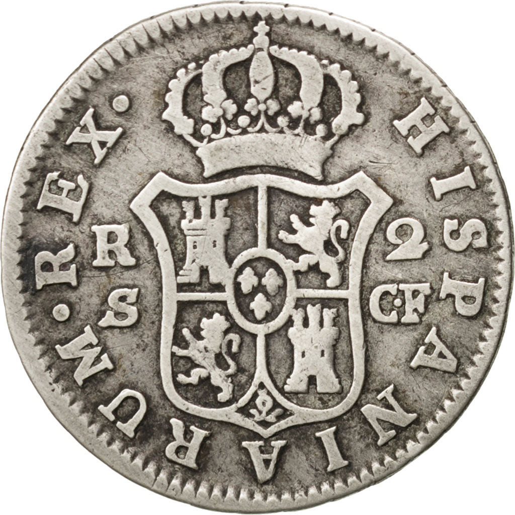 SPAIN, 2 Reales, 1776, Seville, KM #412.2, VF(20-25), Silver, 5.57
