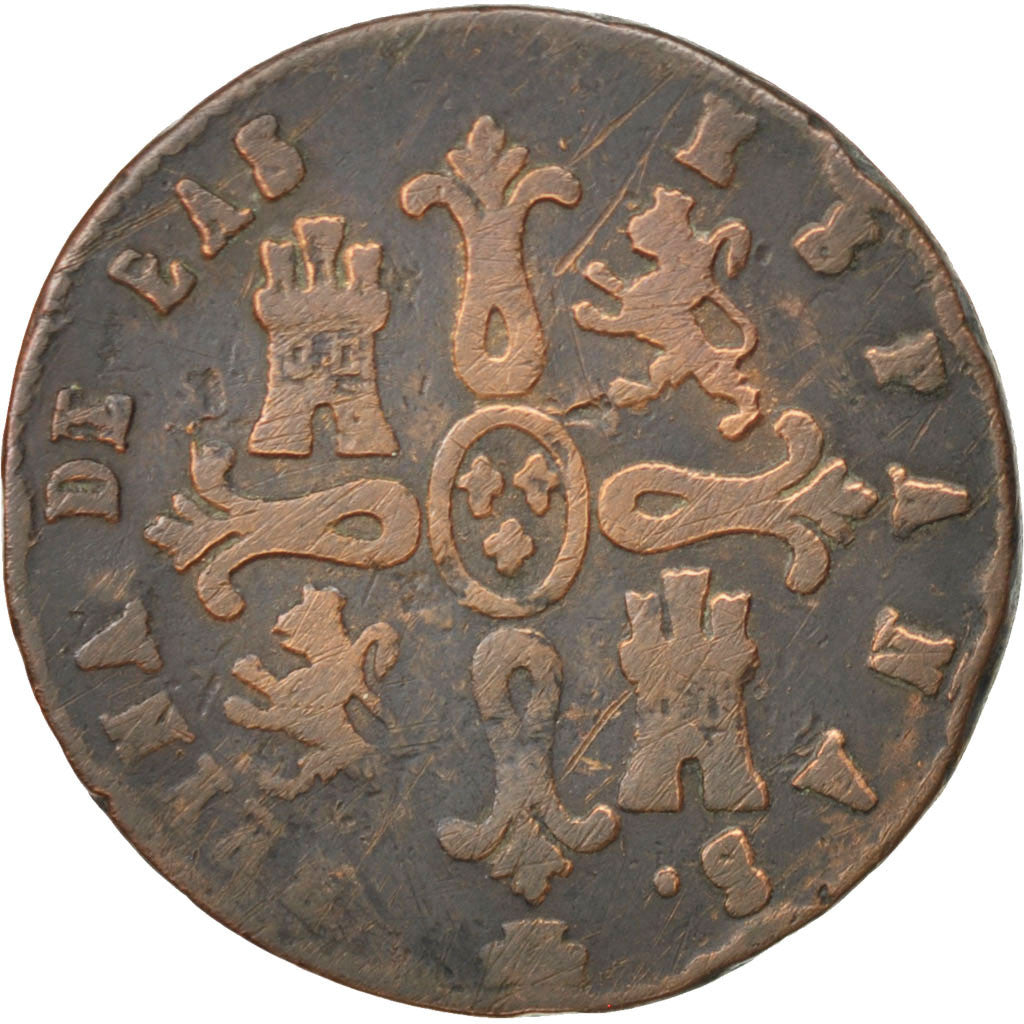 Coin, Spain, Isabel II, 8 Maravedis, 1848, Segovia, F(12-15), Copper, KM:531.3