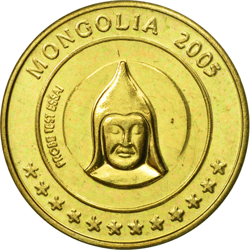 Mongolia, Medal, Essai 10 cents, 2005, MS(63), Mosiądz