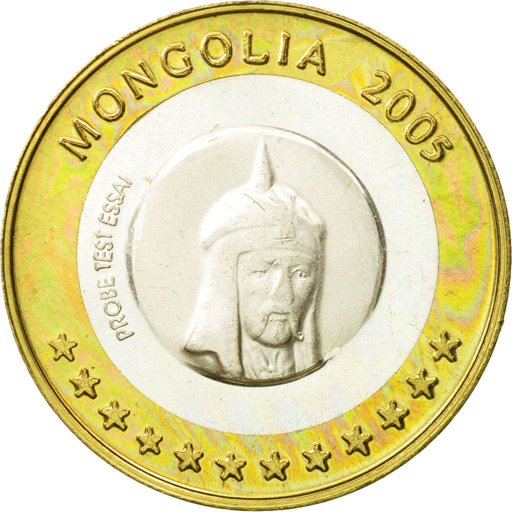 Mongolie, Medal, Essai 1 euro, 2005, SPL, Bi-Metallic