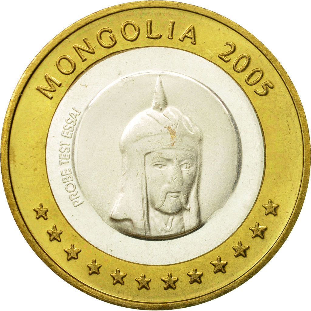 Mongolia, Medal, Essai 2 euros, 2005, MS(63), Bimetaliczny