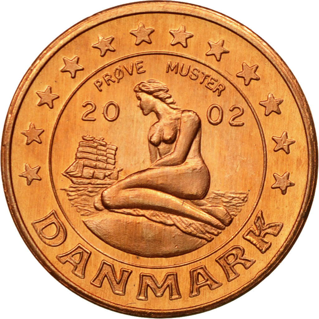 Dania, Medal, Essai 1 cent, 2002, MS(63), Miedź