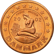 Dania, Medal, Essai 1 cent, 2002, MS(63), Miedź