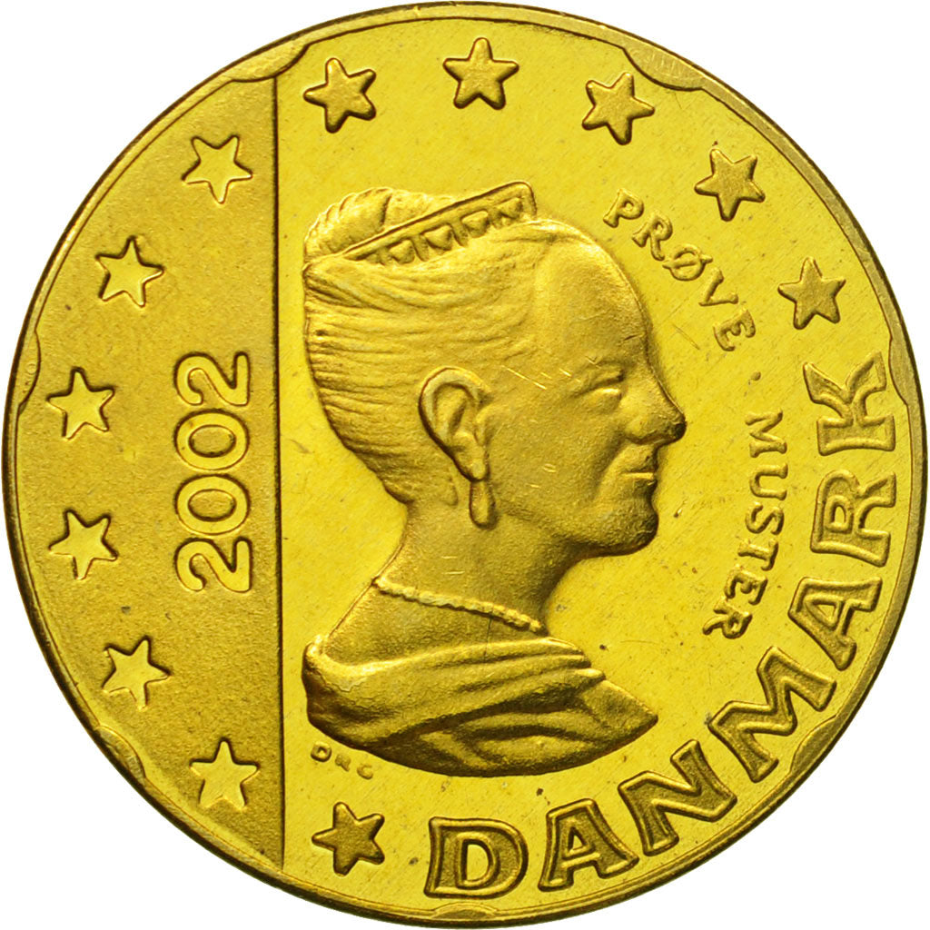 Danemark, Medal, Essai 20 cents, 2002, SPL, Laiton