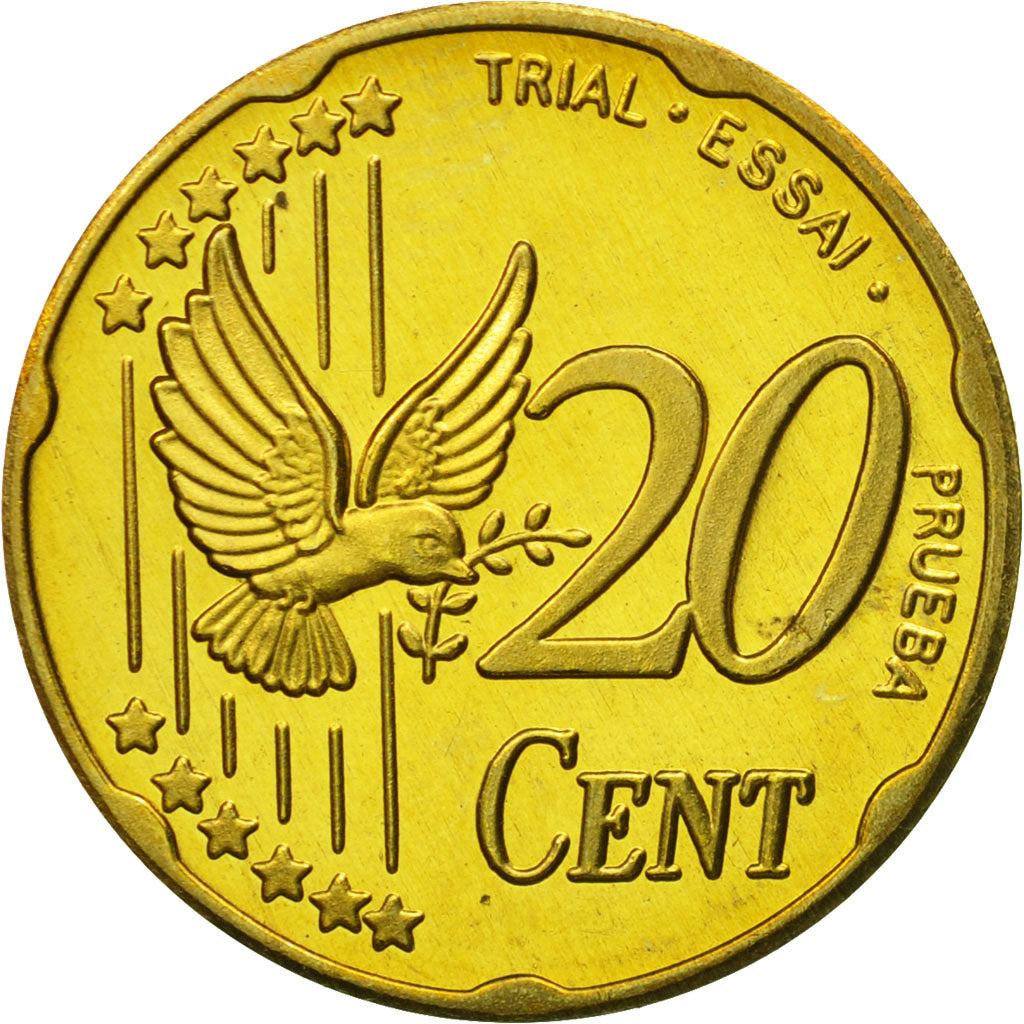 Danemark, Medal, Essai 20 cents, 2002, SPL, Laiton