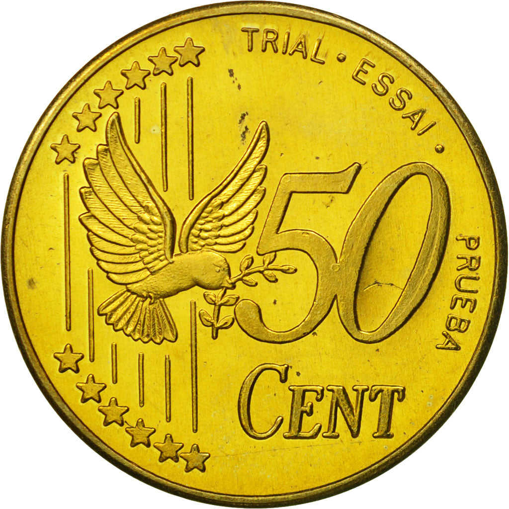 Danemark, Medal, Essai 50 cents, 2002, SPL, Laiton