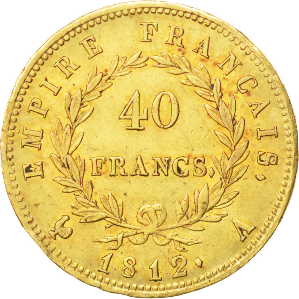 FRANCE, Napoléon I, 40 Francs, 1812, Paris, KM #696.1, AU(55-58), Gold, Gadoury 