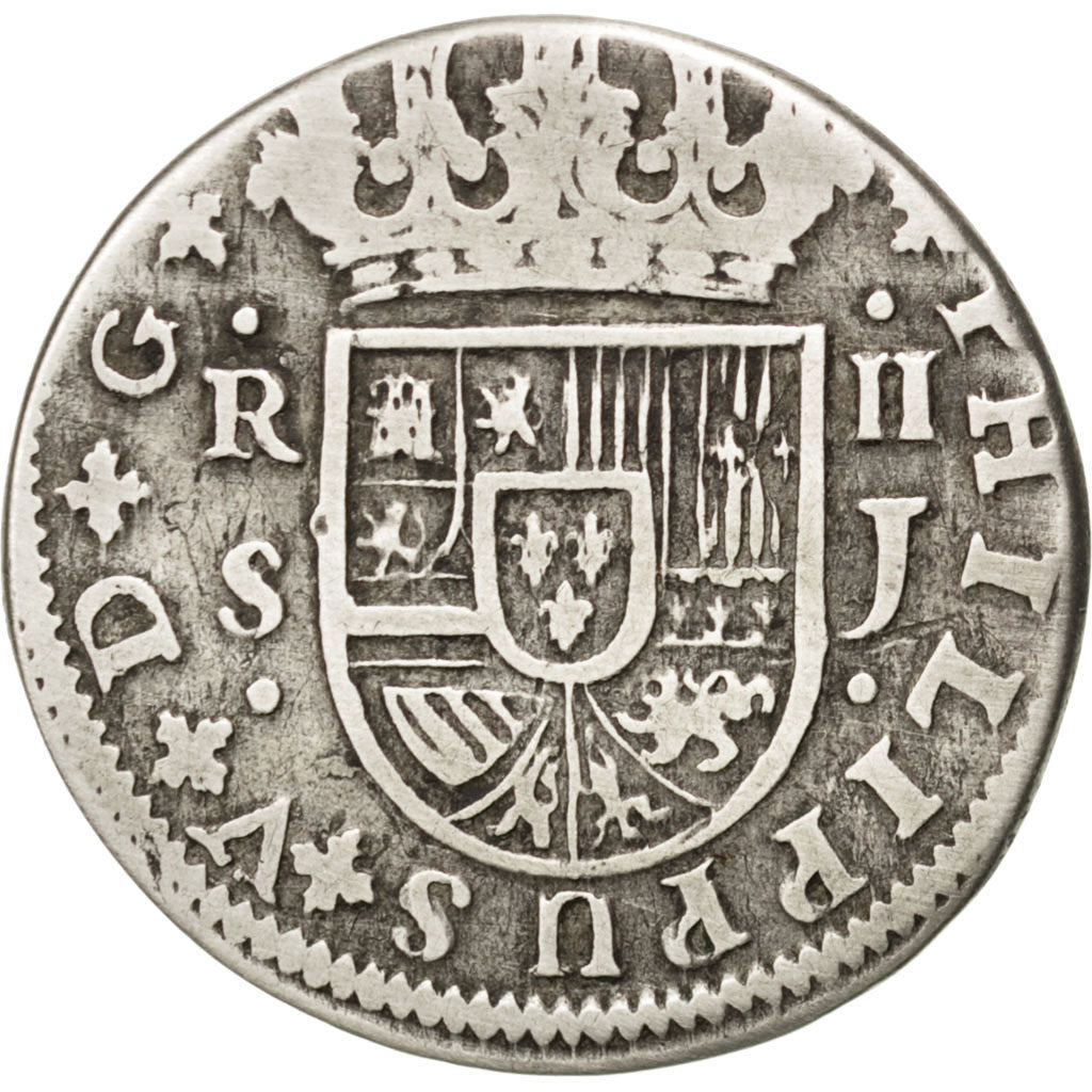 SPAIN, 2 Reales, 1722, Seville, KM #307, VF(30-35), Silver, 4.20