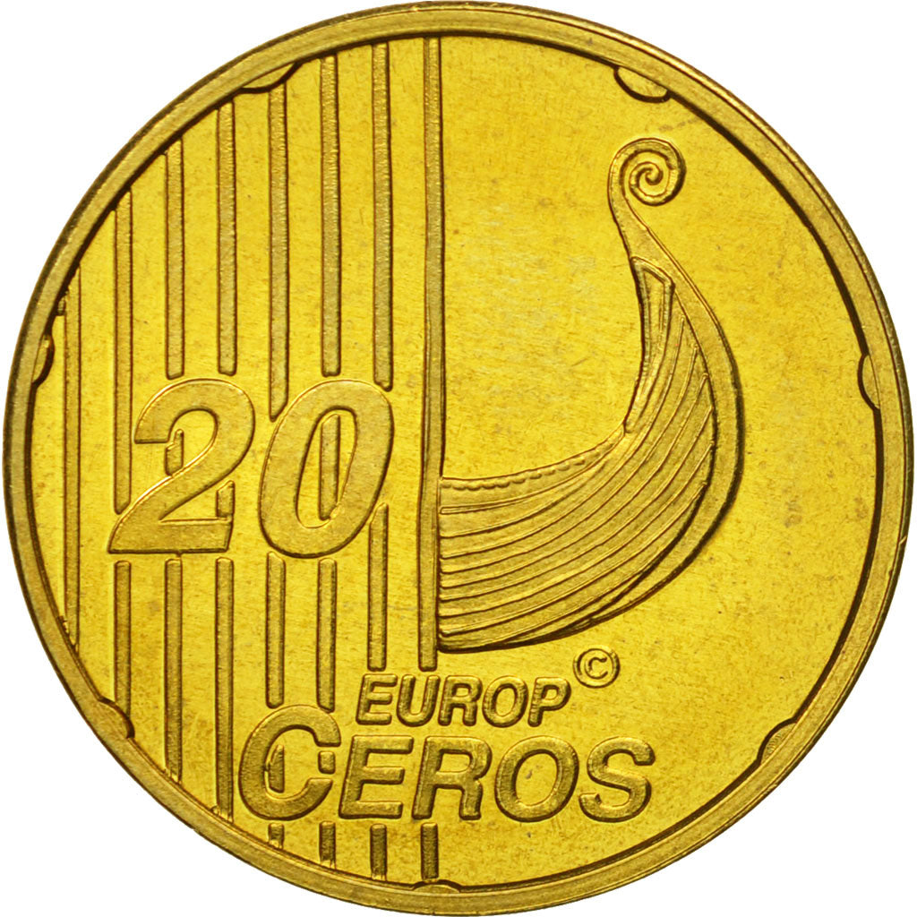 Norvège, Medal, Essai 20 cents, 2004, SPL, Laiton