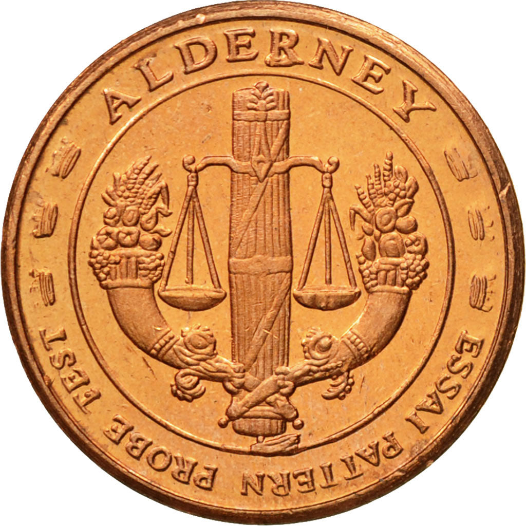Alderney, Medal, Essai 1 cent, 2004, MS(63), Miedź