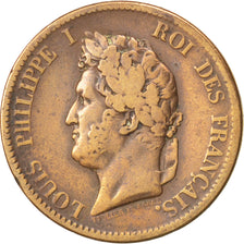 FRENCH COLONIES, 5 Centimes, 1839, Paris, KM #12, VF(20-25), Bronze, 9.88