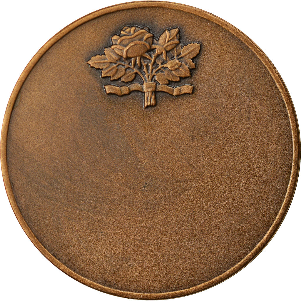 France, Medal, Art Déco, Femme Assise, Fleurs, Vernon, MS(63), Bronze