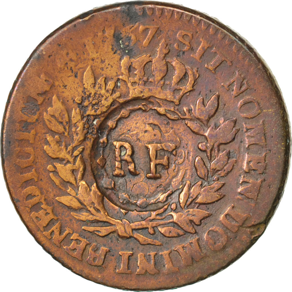 GUADELOUPE, 3 Sols 9 Deniers, 1793, KM #1, VF(20-25), Bronze, Lecompte #4, 11.76