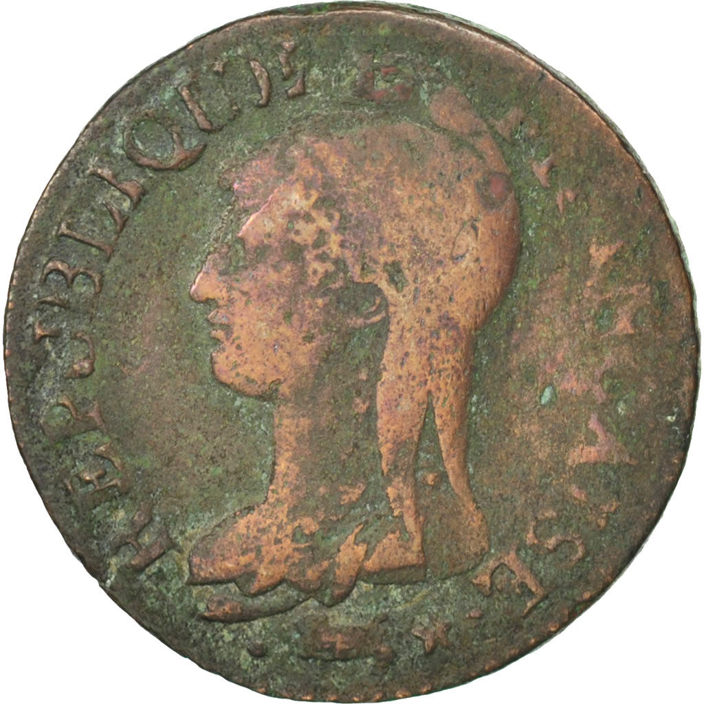 FRANCE, Dupré, 5 Centimes, 1799, Metz, KM #640.2, F(12-15), Bronze, Gadoury #...