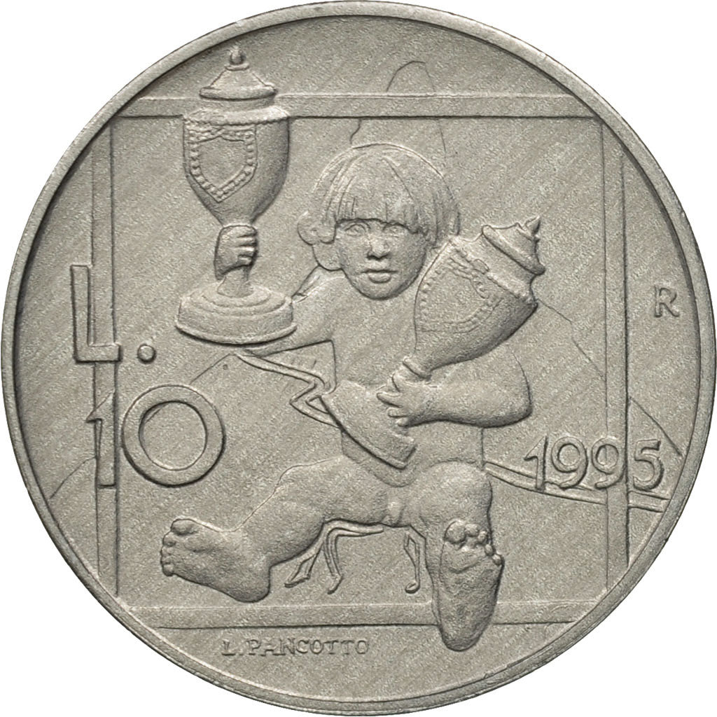 Coin, San Marino, 10 Lire, 1995, Rome, MS(65-70), Aluminum, KM:325