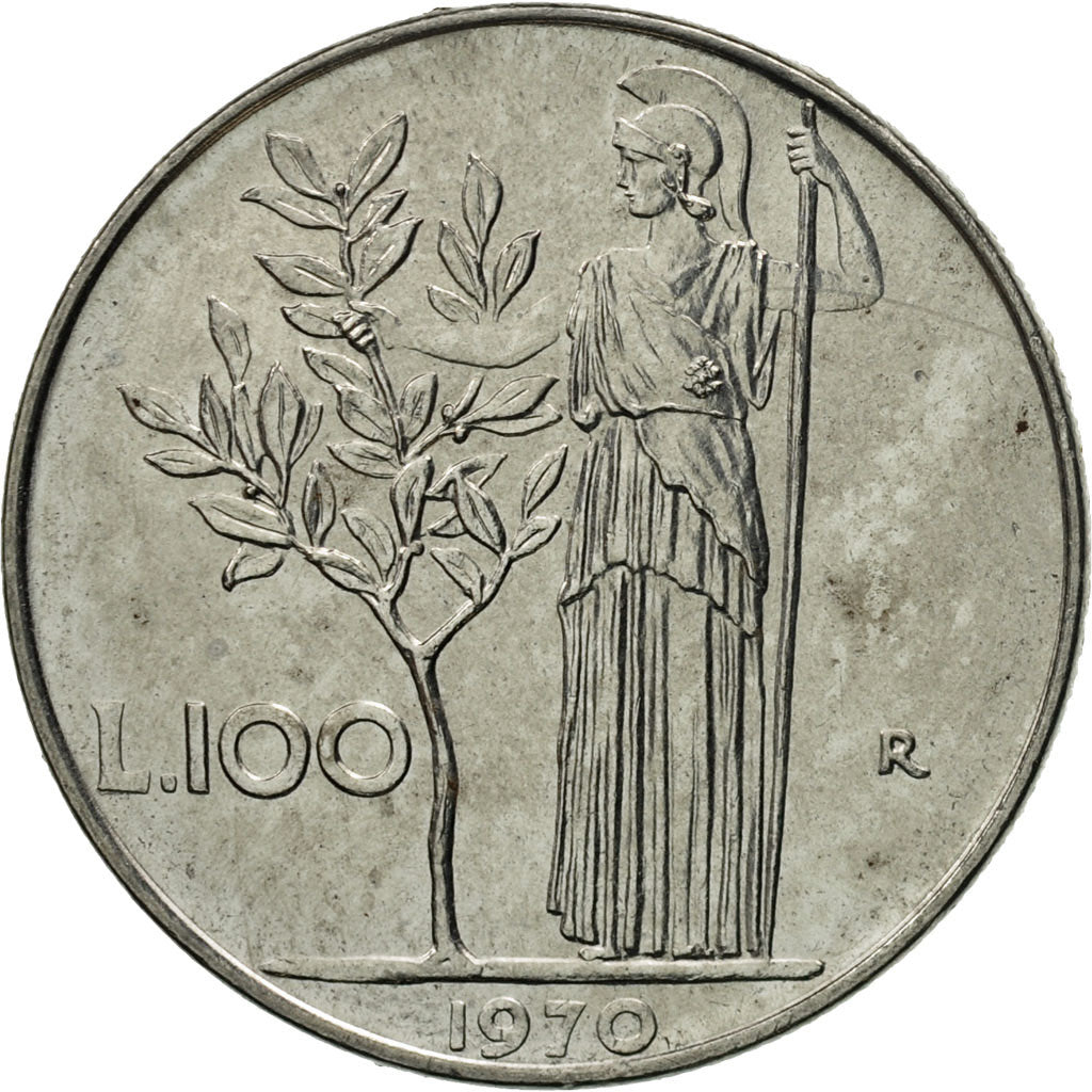 Coin, Italy, 100 Lire, 1970, Rome, MS(63), Stainless Steel, KM:96.1