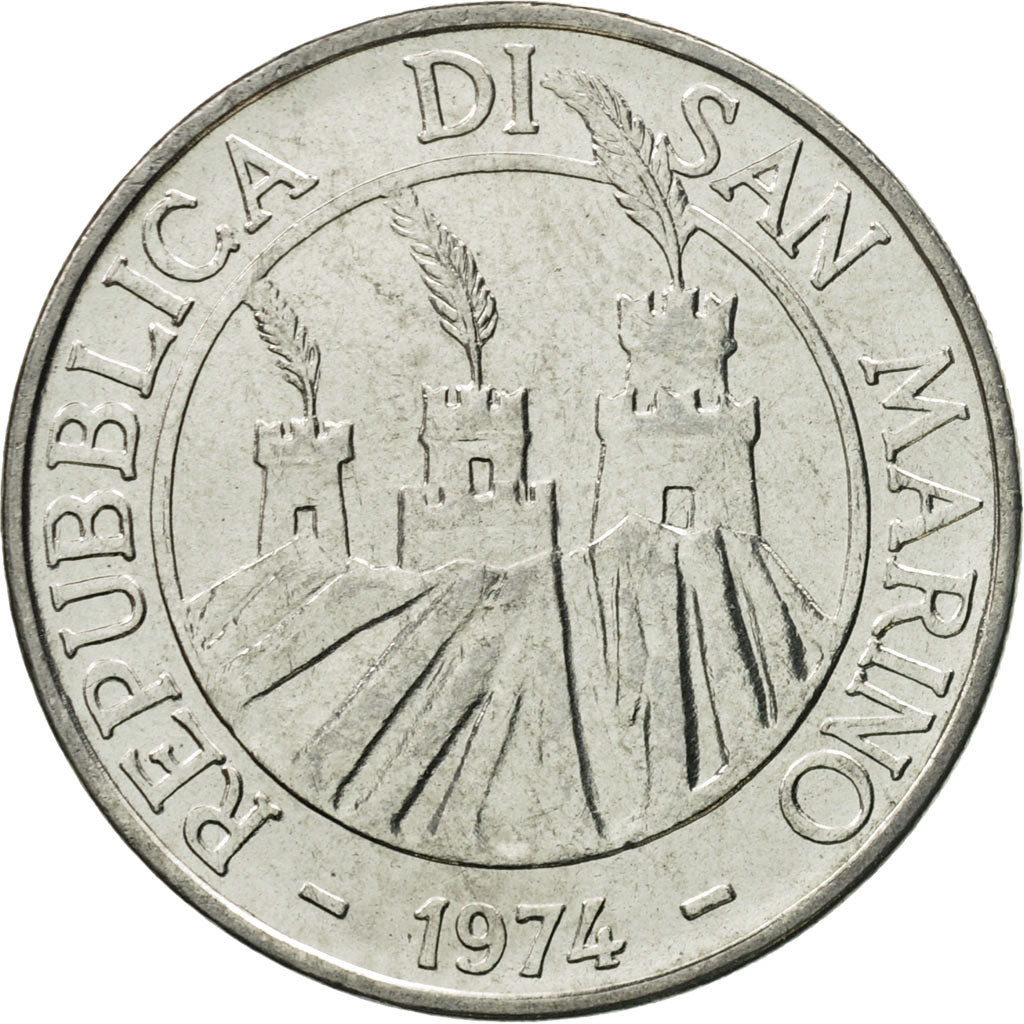 Coin, San Marino, 100 Lire, 1974, Rome, MS(65-70), Steel, KM:36