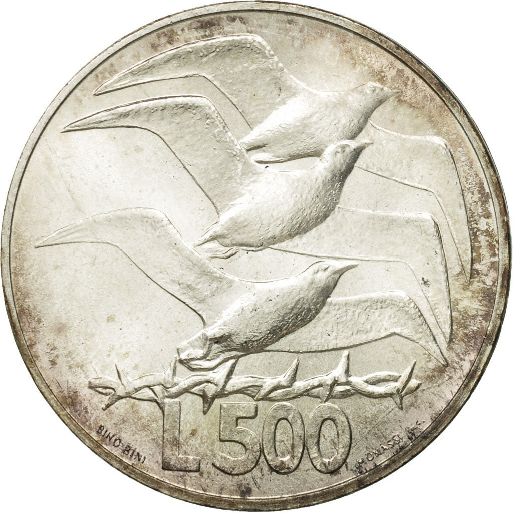 Coin, San Marino, 500 Lire, 1975, Rome, AU(55-58), Silver, KM:47