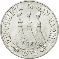 Coin, San Marino, 2 Lire, 1975, Rome, MS(63), Aluminum, KM:41