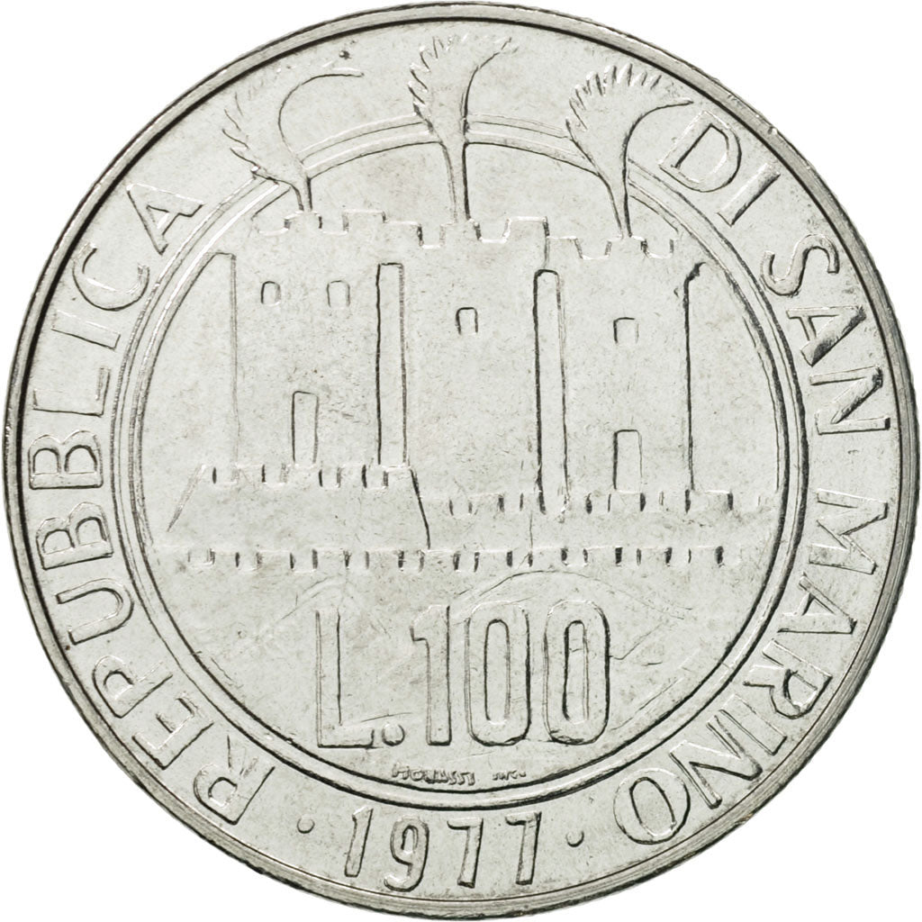 Coin, San Marino, 100 Lire, 1977, Rome, MS(65-70), Steel, KM:69