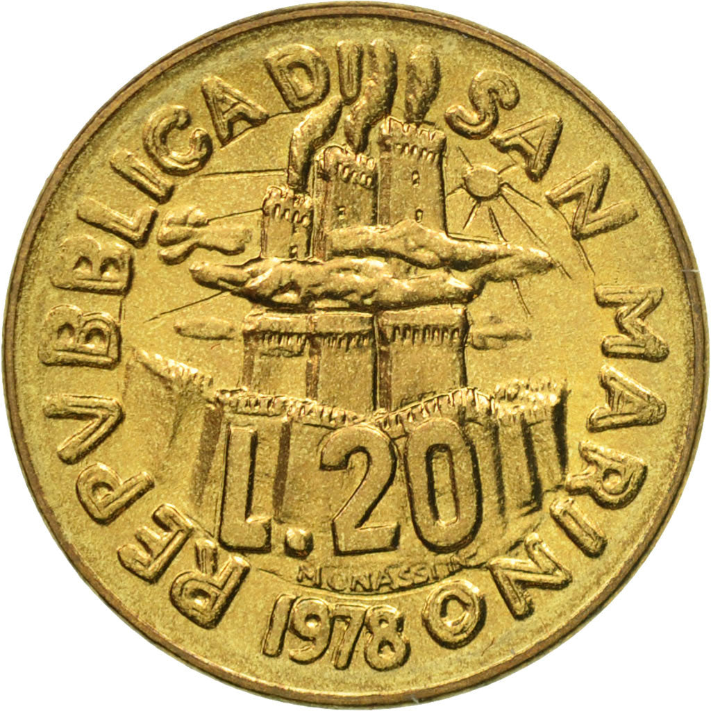 Monnaie, San Marino, 20 Lire, 1978, Rome, FDC, Aluminum-Bronze, KM:80