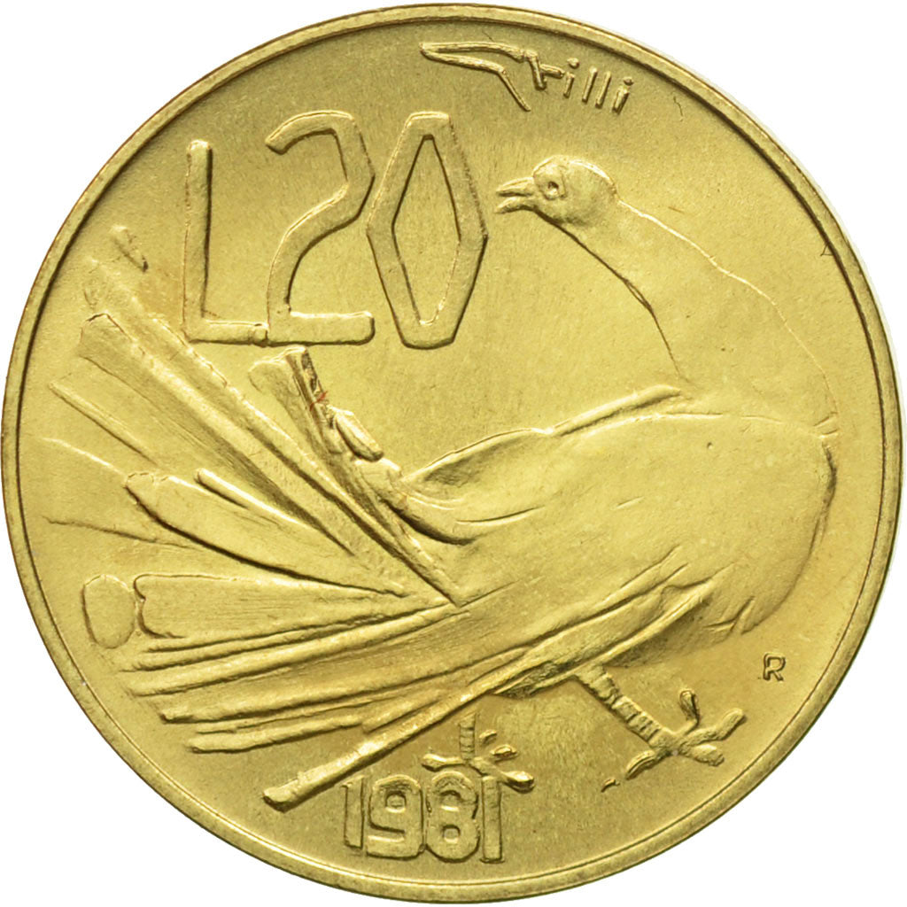 Coin, San Marino, 20 Lire, 1981, Rome, AU(55-58), Aluminum-Bronze, KM:120