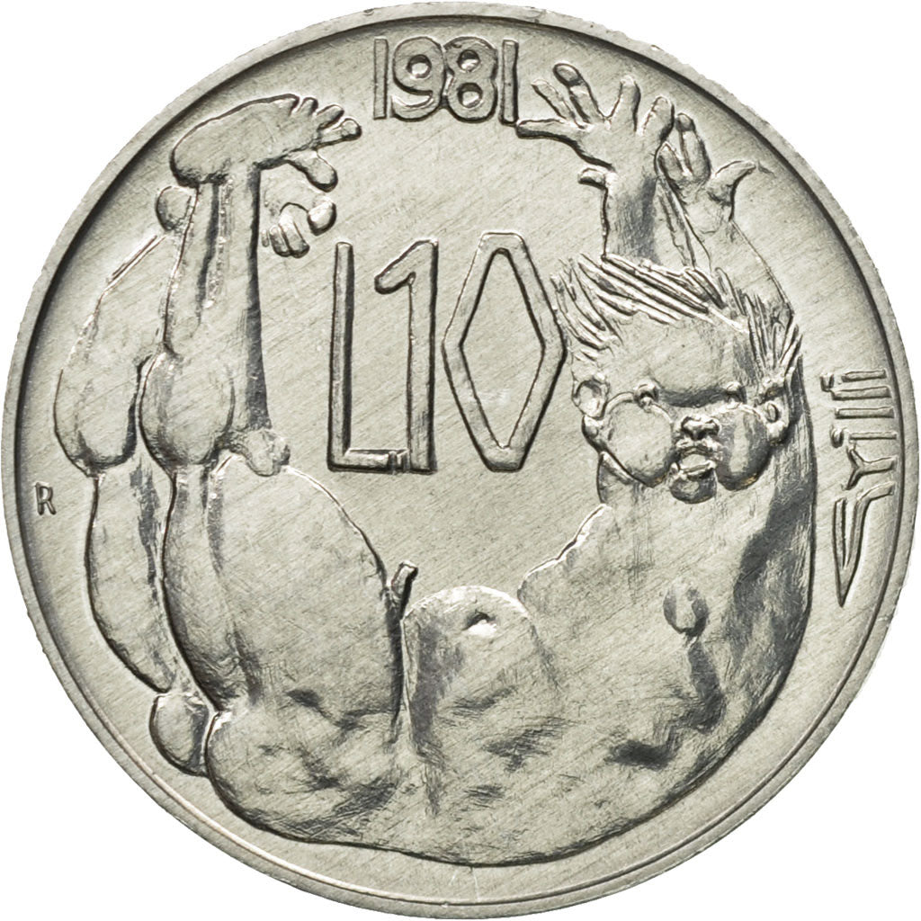 Coin, San Marino, 10 Lire, 1981, Rome, MS(65-70), Aluminum, KM:119
