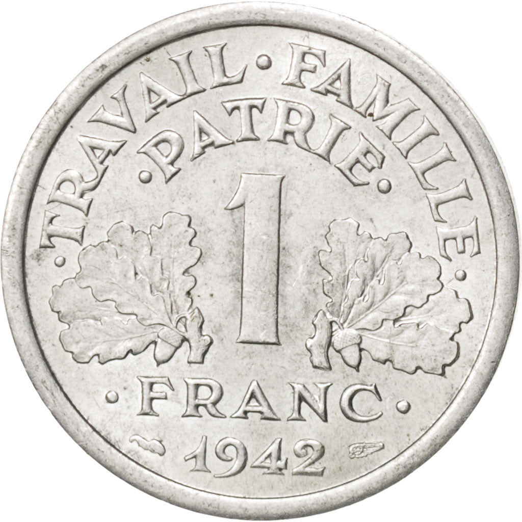 Coin, France, Bazor, Franc, 1942, MS(63), Aluminum, KM:902.1, Gadoury:471