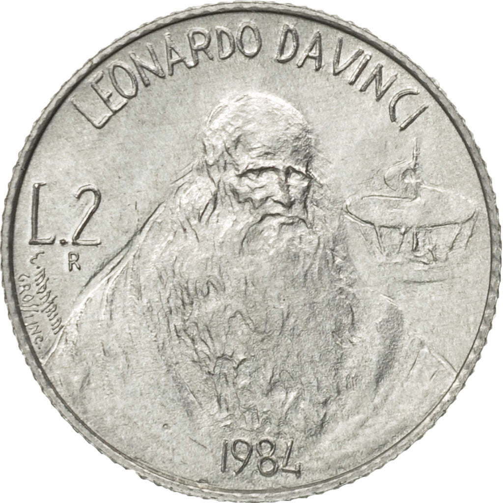 Coin, San Marino, 2 Lire, 1984, Rome, MS(63), Aluminum, KM:160