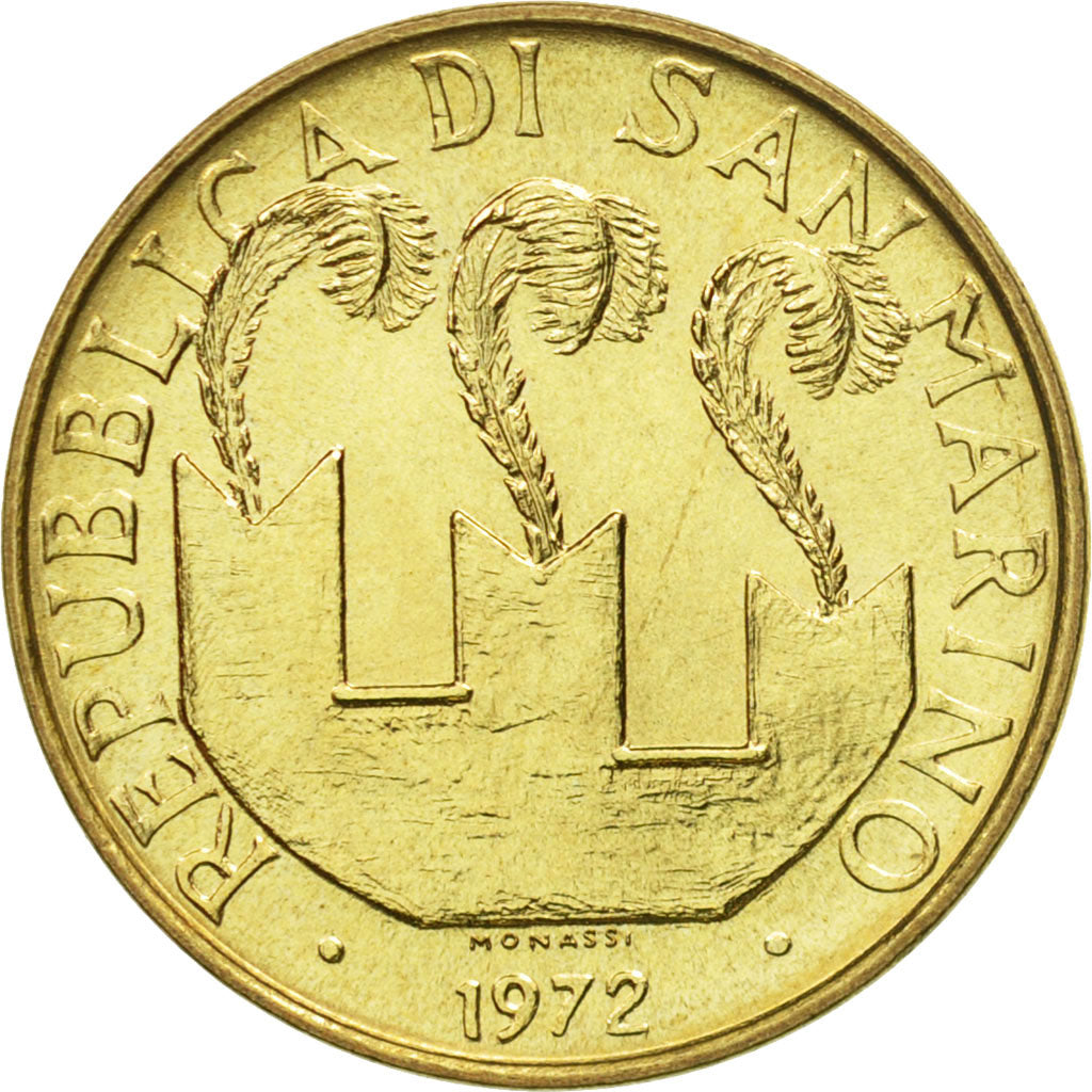 Moneta, San Marino, 20 Lire, 1972, Rome, MS(65-70), Aluminium-Brąz, KM:18
