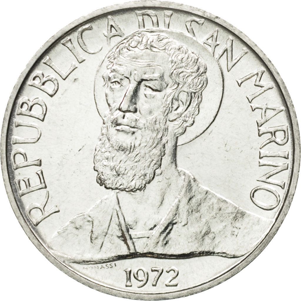 Coin, San Marino, 5 Lire, 1972, Rome, MS(65-70), Aluminum, KM:16