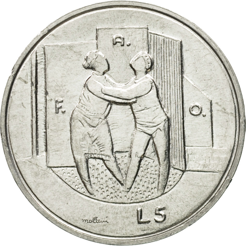 Coin, San Marino, 5 Lire, 1976, Rome, MS(65-70), Aluminum, KM:53