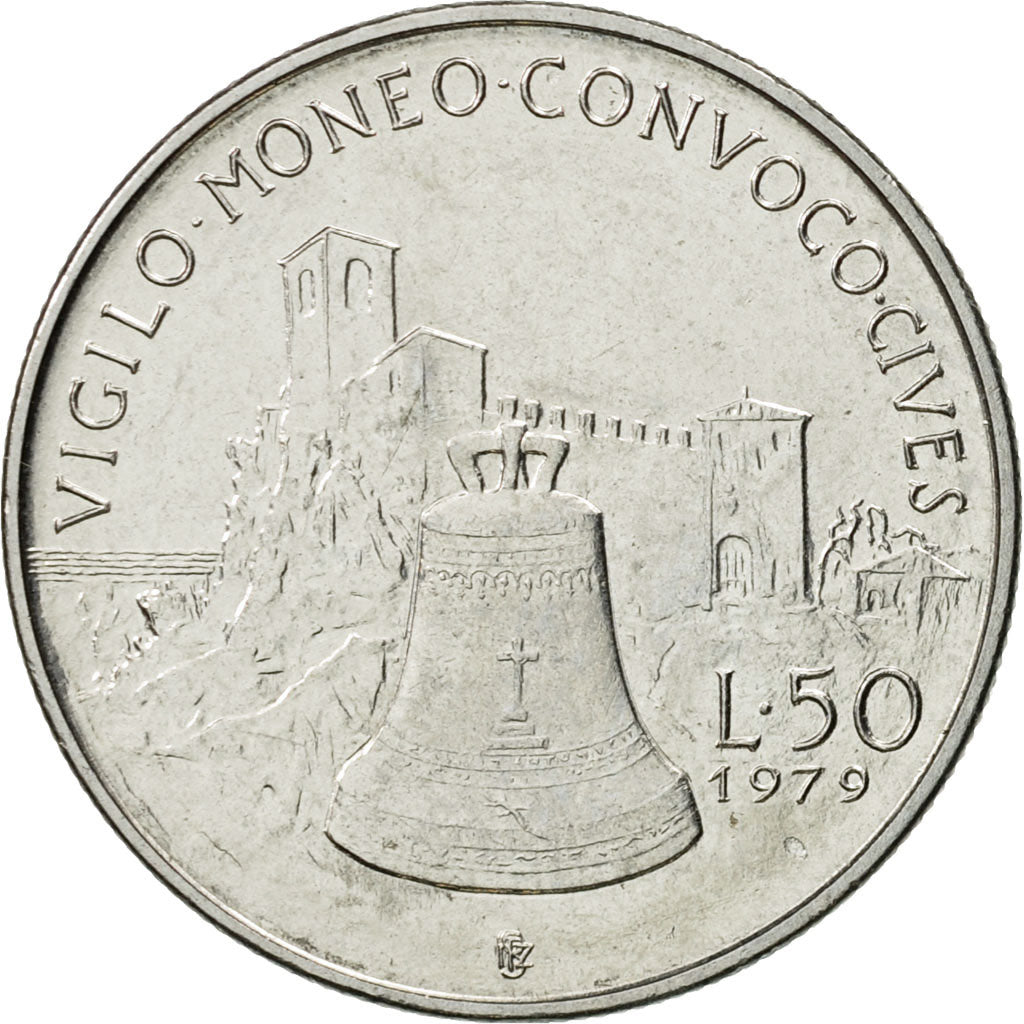 Coin, San Marino, 50 Lire, 1979, Rome, MS(65-70), Steel, KM:94