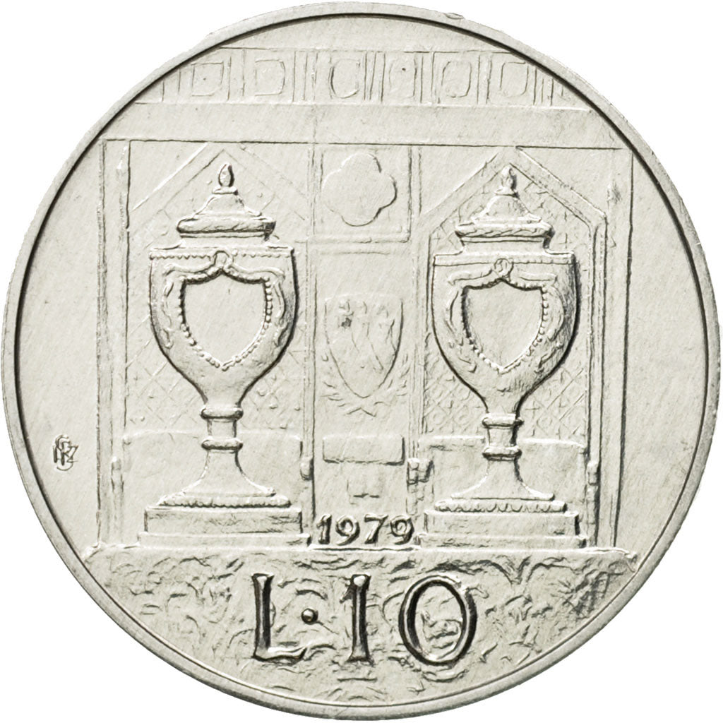 Coin, San Marino, 10 Lire, 1979, Rome, MS(65-70), Aluminum, KM:92