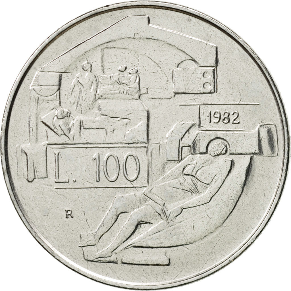 Coin, San Marino, 100 Lire, 1982, Rome, MS(65-70), Steel, KM:137