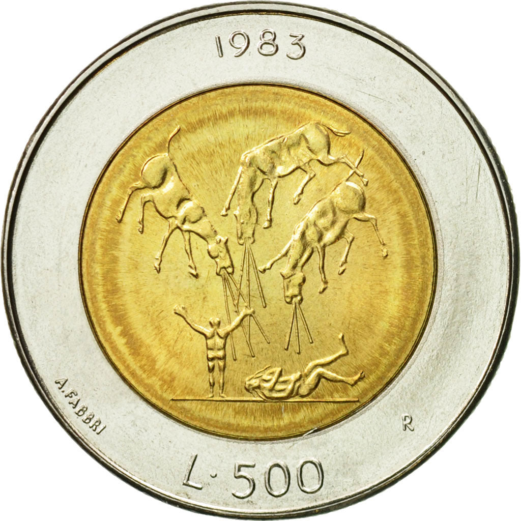 Coin, San Marino, 500 Lire, 1983, Rome, MS(63), Bi-Metallic, KM:153