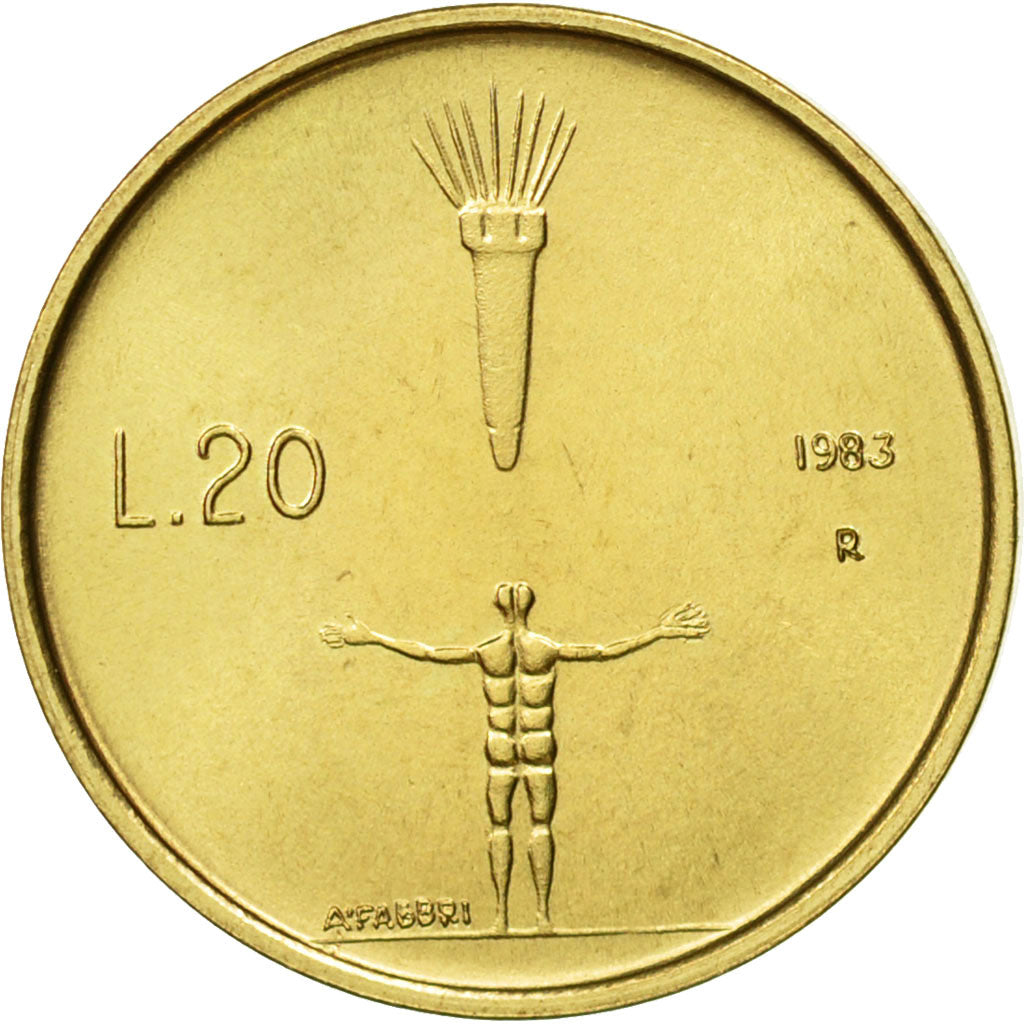 Monnaie, San Marino, 20 Lire, 1983, Rome, FDC, Aluminum-Bronze, KM:149
